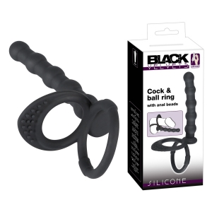 Насадка для подвійного проникнення - Black Velvets Cock & ball ring