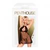 Комплект сорочка в стиле 60-х и трусики с доступом Penthouse - Libido Boost Black S/M