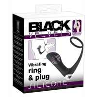 Массажер простаты с эрекционным кольцом Black Velvets Vibrating Ring & Plug