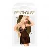 Мини-платье с кружевным лифом и стрингами Penthouse - Bedtime Story Black S/M