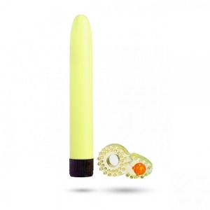 Набор Sex Toys Классический Вибромассажер + Эрекционное Кольцо Yellow