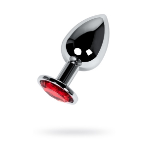 Пробка Silver anal plug TOYFA Metal with red round-shaped gem, length8 cm, diameter 2,4-4 cm, weight 140 gr