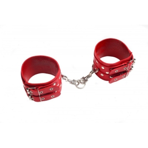 Оковы Leather Double Fix Leg Cuffs red 280191