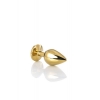 Пробка Golden anal plug TOYFA Metal with black heart-shaped gem, length 7 cm, diameter 1,8-3,3 cm, weight 9
