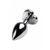 Пробка Silver anal plug TOYFA Metal with white heart-shaped gem, length 7 cm, diameter 2,3-3,4 cm, weight 9