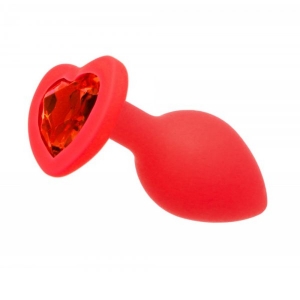 Анальная пробка Red Silicone Heart Red S
