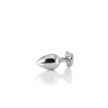 Пробка Silver anal plug TOYFA Metal with red heart-shaped gem, length 7 cm, diameter 2,3-3,4 cm, weight 94