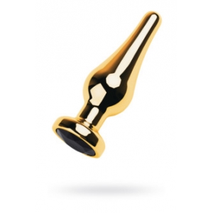 Плаг Gold anal plug TOYFA Metal with black round-shaped gem, length 7,5 cm, diameter 1-3 cm, weight 105 g
