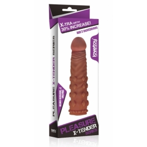 Насадка на член - Pleasure X-Tender Penis Sleeve Brown Add 2"