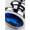 Пробка Silver anal plug TOYFA Metal with dark blue round-shaped gem, length 8,5 cm, diameter 2,5-3,8 cm, we