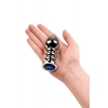 Пробка Silver anal plug TOYFA Metal with dark blue round-shaped gem, length 8,5 cm, diameter 2,5-3,8 cm, we
