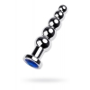 Пробка Silver anal plug TOYFA Metal with dark blue round-shaped gem, length 12,5 cm, diameter 1,8-3,4 cm, w