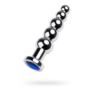 Пробка Silver anal plug TOYFA Metal with dark blue round-shaped gem, length 12,5 cm, diameter 1,8-3,4 cm, w