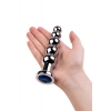 Пробка Silver anal plug TOYFA Metal with dark blue round-shaped gem, length 12,5 cm, diameter 1,8-3,4 cm, w