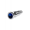 Пробка Silver anal plug TOYFA Metal with dark blue round-shaped gem, length 12,5 cm, diameter 1,8-3,4 cm, w