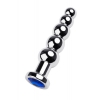 Пробка Silver anal plug TOYFA Metal with dark blue round-shaped gem, length 12,5 cm, diameter 1,8-3,4 cm, w