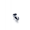 Пробка Silver anal plug TOYFA Metal with black round-shaped gem, length 7,5 cm, diameter 1,8-3,4 cm, weight