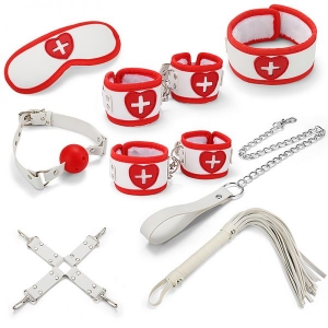 Набор для БДСМ игр BDSM-NEW PVC Nurse Bondage Set white