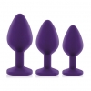 Набор силиконовых анальных пробок с кристаллом Rianne S: Booty Plug Set Purple, диаметр 2,7см, 3,5см, 4,1см