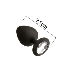 Анальная пробка с кристаллом MAI Attraction Toys №49 Black, длина 9,5см, диаметр 4,5см