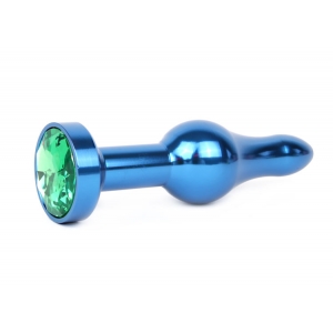 Анальная пробка синяя, L 103 мм D 28 мм, вес 80г, кристалл зелёный