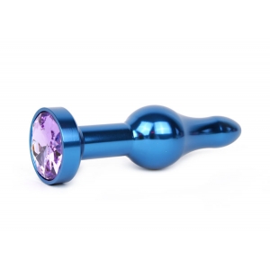 Анальная пробка синяя, L 103 мм D 28 мм, вес 80г, кристалл светло-фиолетовый
