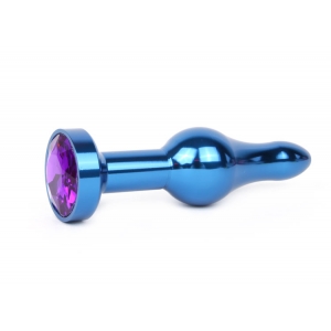 Анальная пробка синяя, L 103 мм D 28 мм, вес 80г, кристалл фиолетовый