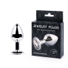 Анальная пробочка с прозрачным кристаллом SILVER PLUG MEDIUM, L 82 мм