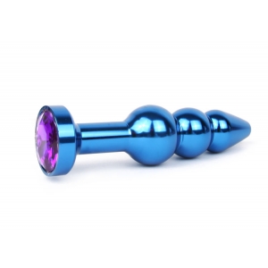 Анальная пробка синяя, L 113 мм D 22x25x29 мм, вес 100г, кристалл фиолетовый