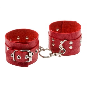 Наручники Leather Rastraints Hand Cuffs, Red 281407